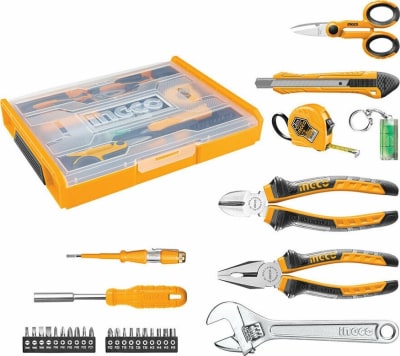 SET ORGANIZADOR INGCO + 29 HERRAMIENTAS MANUALES BÁSICAS HKTV01H291