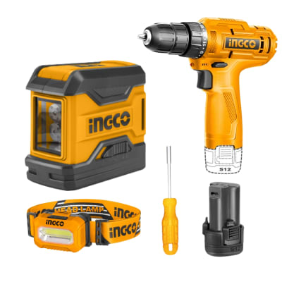 Taladro 12V + Nivel laser Ingco
