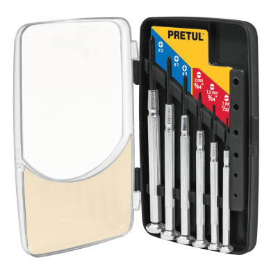 Juego con 6 desarmadores de precisión mango metálico Pretul