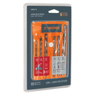Juego de 6 brocas para metal y concreto Truper1