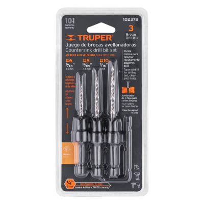 Juego de 3 brocas avellanadoras para madera Truper