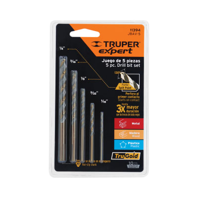 Juego de 5 brocas hss para metal Truper Expert
