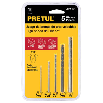 Juego de 5 brocas HSS para metal Pretul