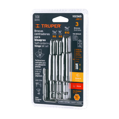 Juego de 3 brocas para bisagra truper1