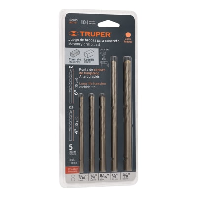 Juego de 5 brocas para concreto, Truper