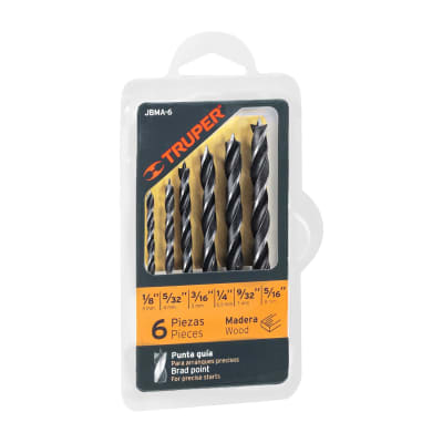Juego de 6 brocas con punta centradora para madera Truper