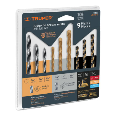 Juego de Brocas Madera Concreto Metal 9 Pzas Truper