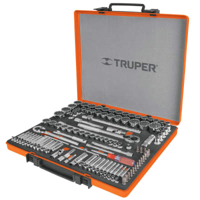 Juego 135 herramientas 1/4'', 3/8'' y 1/2'' std y mm p/mecánico Truper