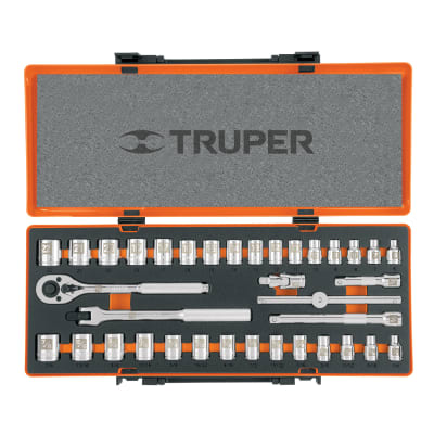 Juego de 36 herramientas cuadro 3/8´´ std y mm para mecánico Truper1