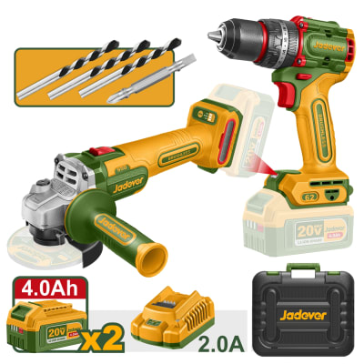 Combo Taladro Percutor 62nm + Amoladora 950w + 2 Bateria Jadever