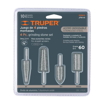 Juego de 4 piedras montadas zanco 1/4', acero inoxidable Truper