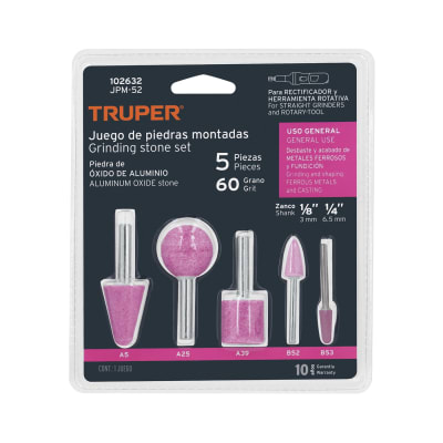 Juego de 5 piedras montadas zanco 1/4' y 1/8',uso general Truper