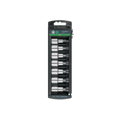 Juego de 7 dados cuadro 1/2´´ punta torx, Truper