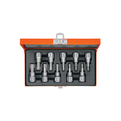 Juego de 10 dados de punta torx encastre 3/8'' estuche metálico Truper1