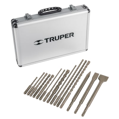 Juego de 15 brocas y cinceles SDS plus en estuche Truper1