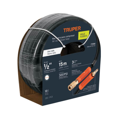 Rollo de 15 m de manguera 1/2´´ de hule para compresora, Truper1