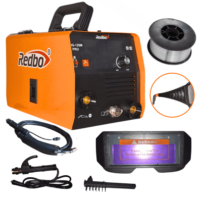 Soldadora MIG-120M Pro 120A Sin Gas + Lentes fotosensibles + alambre 0.8mm Redbo