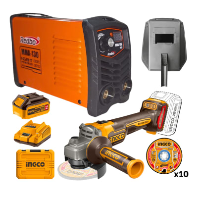 Soldadora Inversora 130A REDBO + Amoladora inalámbrica     4 ½
