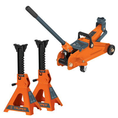 Combo gata hidráulica 2 toneladas + caballete 3 toneladas Truper