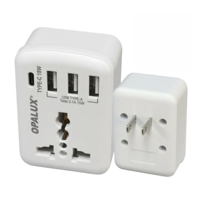 Adaptador Enchufe Multiple 3Usb Tipo A + Tipo C Opalux