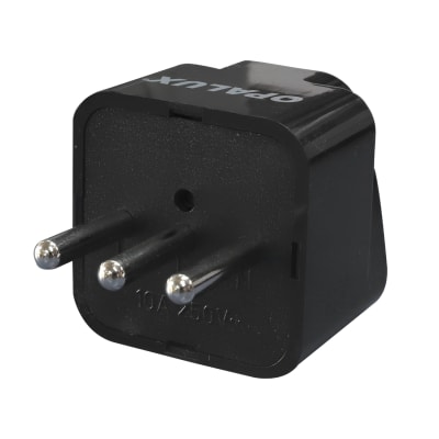 Adaptador Enchufe con Toma Tierra Tipo L Negro Opalux1