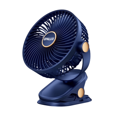 Ventilador recargable CLIP-ON 5 velocidades azul Opalux1