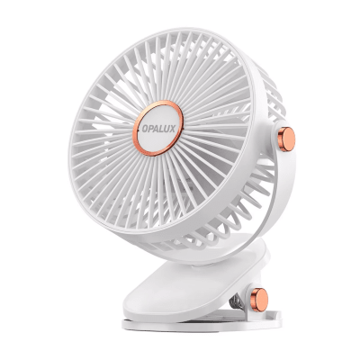 Ventilador recargable CLIP-ON 5 velocidades blanco Opalux1