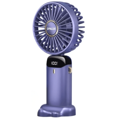 Ventilador recargable con soporte para celular azul Opalux