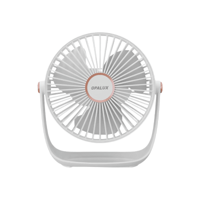 Ventilador portatil recargable 5 velocidades blanco Opalux