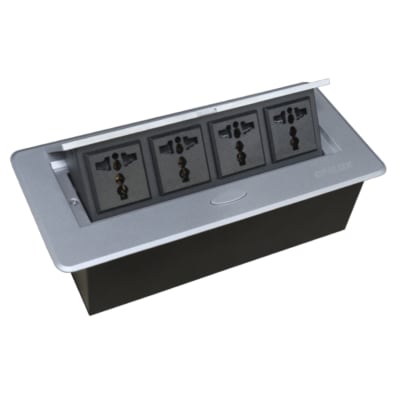 Tomacorriente para mueble 4 tomas color Plateado Opalux1