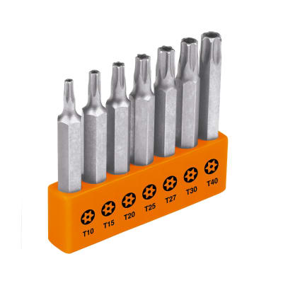Juego de 7 puntas torx combinadas con seguro largo 2