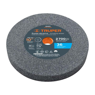 Piedra para amoladora de banco 10 X 1-1/4´´, óxido de aluminio, grano 36 Truper