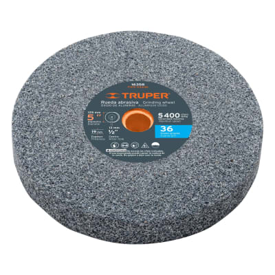Piedra para amoladora de banco 5 X 3/4´´ óxido de aluminio, grano 36 Truper