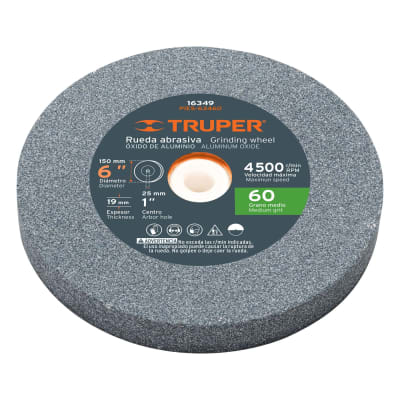 Piedra para amoladora de banco 6 x 3/4'' óxido de aluminio grano 60 Truper