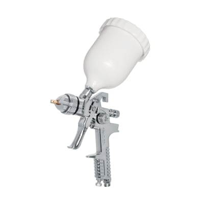 Pistola p/pintar gravedad HVLP,vaso plástico, boquilla 1.7mm Truper
