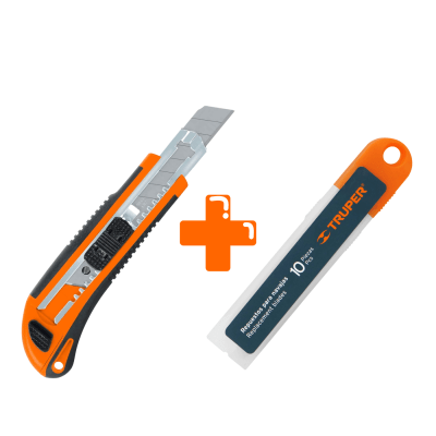 Cutter profesional Navaja Retráctil 6 + Repuesto  Truper1
