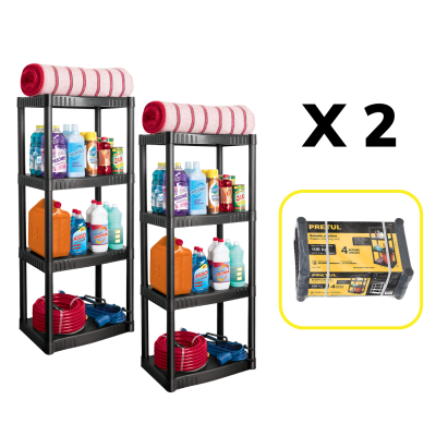 Combo 2 Estantes plástico con 4 repisas Pretul1