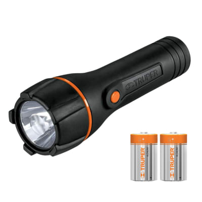 Linterna plástica 1 led 180 lm con 2 pilas D Truper1