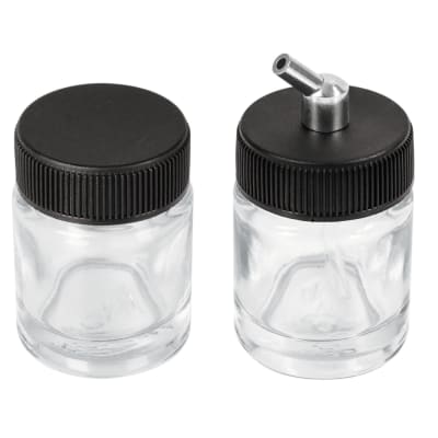 Juego de 2 vasos de 15 ml y adaptador para aerógrafo Truper