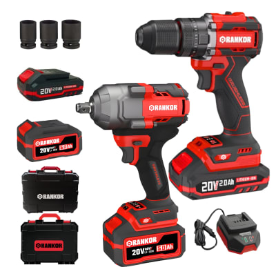 Taladro Percutor 70nm + Llave de Impacto 1000nm 20v Rankor1