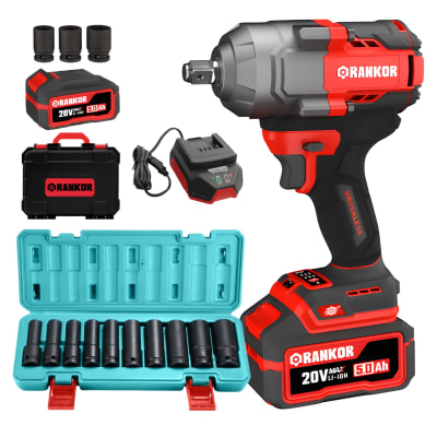 Llave de Impacto de 1000nm 20v Rankor + Set Dados 10 pcs Total