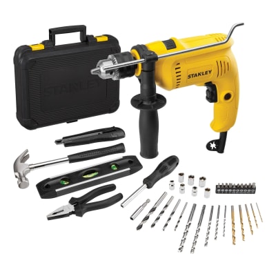 Taladro Percutor 600W + 37 Piezas Stanley
