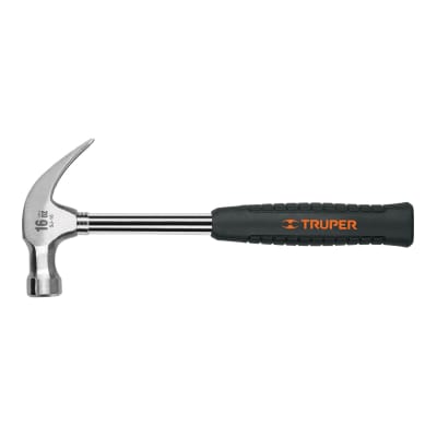 Martillo pulido 16 oz uña curva, mango tubular c/neopreno, Truper
