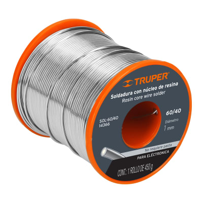 Estaño Soldadura con núcleo resina 60/40 para electrónica 450 g Truper