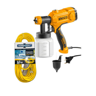 Pistola para pintar 450W Ingco + Extensión 10m 3 tomas Home Light