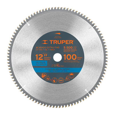 Sierra circular 12´´ para aluminio, 100 dientes centro 1´´ Truper