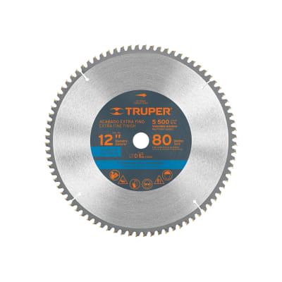 Sierra circular 12´´ para aluminio, 80 dientes centro 1´´, Truper