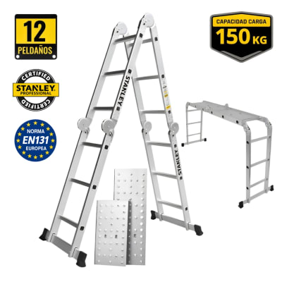Escalera multiposicion 12 peldaños Stanley