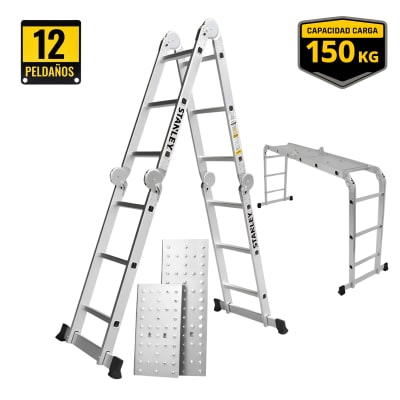 Escalera multiposicion 12 peldaños Stanley