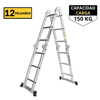 Escalera multiposicion 12 peldaños Stanley1
